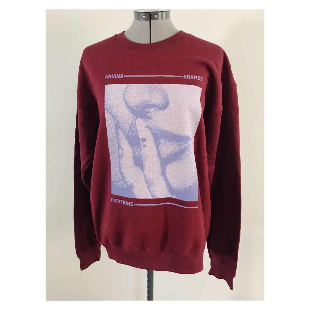 Ariana Grande Positions Sz M Burgundy and Lavender Graphic Sweatshirt